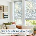 rabbitgoo Window Privacy Film, 3D Decorative Stained Glass Static Cling Door Covering Sun Blocking Removable Vinyl Sticker, Crystal Icicles 35.4 in X 6.5 Feet