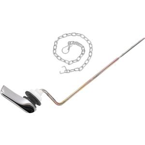 Toilet Handle Replacement Kit, Chrome Finish Toilet Trip Levers with Seal Gasket and Nut, with Stainless Steel Flapper Chains, Universal Replacement for Most Toilets (Side Mount #1)
