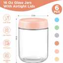 DRKIO 16 Oz Overnight Oats Containers with Lids - 6 Pack Glass Storage Jars with Airtight Lids Wide Mouth Mason Food Jars Great for Meal Prep Salad Chia Pudding Snacks Yogurt Sugar Spice Cereal