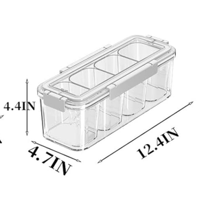  Divided Condiment Tray with Lid and Handle 4 Compartment Snackle Box Container Portable Fruit Serving Tray Stackable Travel Snack Platters for Fruit,Veggie,Salad,Nut,Candy