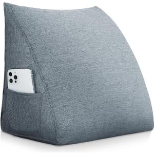 Wedge Pillow Headboard Reading Pillow Triangular Backrest Support Pillow for Sitting in Bed Positioning Support Pillow for Sofa Daybed Removable Cover, 23.6*8*20in