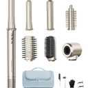 6-in-1 Hair Dryer Brush, Hair Styler with Automatic Curlers, 150,000 RPM High-Speed Negative Ionic Hair Dryer Fast Drying, Blow Dryer Brush for Curling/Volumizing/Straightening with Travel Bag, Gold