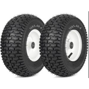GICOOL 13x5.00-6 Rubber Lawn Mower Tire and Wheel, 2 Pcs Replacement 13x5-6nhs Riding Mowers Lawn Pneumatic Tire with 3/ 4" Bushing, 3" -4.5" Centered Hub