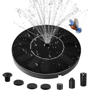 Solar Water Fountain for Bird Bath, 2026 Upgraded Solar Powered Fountain Pump with 6 Nozzle for Outdoor Garden, Pond, Pool, Birdbath