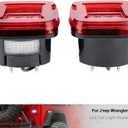 Led Tail Lights Kit for 87-95 J'eep Wrangler YJ, 1997-2006 TJ, J'eep CJ5 CJ7 CJ8 Red Led Brake Turn Signal Lights & White Reverse Light License Plate Lamps Red Lens Tailight Assembly