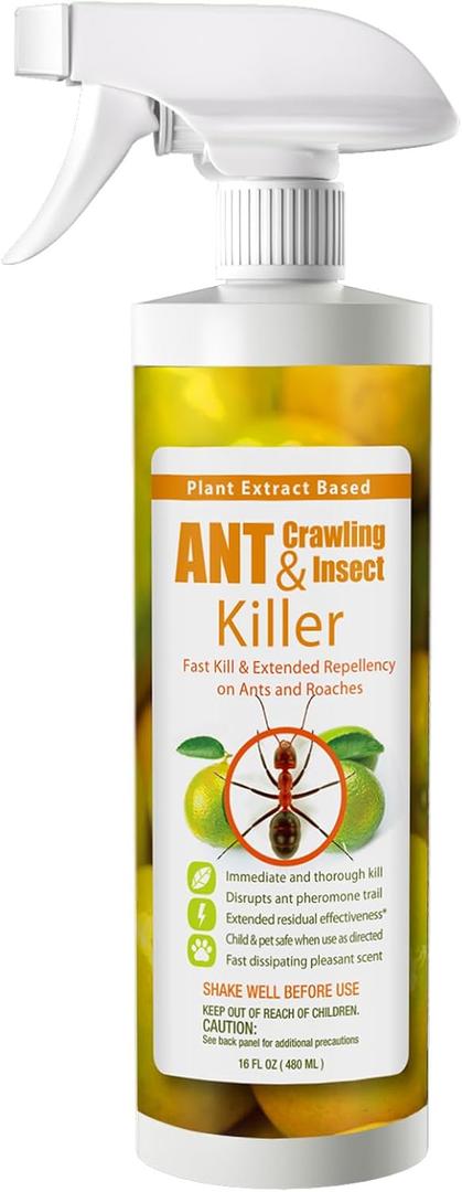 EcoVenger Ant and Insect Killer 16 oz | Citrus Scent | Fast Kills House Ants Fire Ants | Residual Deterrence | Plant-Based Child and Pet Safe