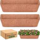 Halatool 2 Pack 24 Inch Window Box Liners, Pre-Formed Coco Fiber Replacement Liner, Natural Coconut Coir Planter Liners for Wall Hanging Basket, Flower Pot, Fence and Railing