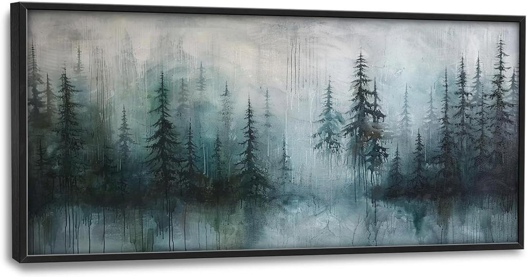 Forest Large Framed Wall Art for Living Room Green Pine Tree Oversize Canvas Prints Nature Big Pictures Painting Artwork Home Decor for Bedroom Dining 60"x30"