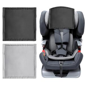 Satin Carseat Head Cover for Baby Silky Head Car Seat Cover for Babies Protection Soft Sleeping Hair Headrest Protector 2pcs Black and Silver for Boys Girls Infant