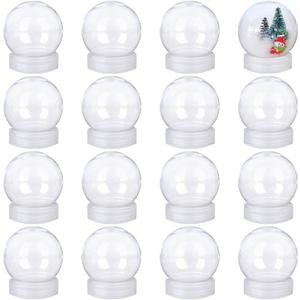 16 Pieces 2.7 Inch/69mm Plastic Snow Globe Clear Plastic Water Globe Fillable Snow Globe with Screw Off Cap for DIY Crafts Christmas Home Decoration