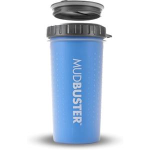 Dexas Lidded MudBuster Large Dog Paw Cleaner in Pro Blue - Fits 2.5"-3.5" Wide Paws, Portable Paw Washer for Muddy Paws, Dog Paw Cleaning Cup with Gentle Silicone Bristles, Quick Clean Pet Paw Washer