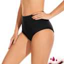 OVRUNS Period Swimwear Bikini Menstrual Leakproof Swim Bottoms Waterproof for Teens Girls Women (Black, S)