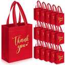 Sweetude 50 Pcs Thank You Gift Bags with Handles Bulk Reusable Goodie Bag Non Woven Foldable Handbag for Graduation Wedding Bridesmaid Gifts(10 x 8 x 4 Inch,Red)