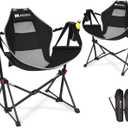 AKSOUL Hammock Camping Chair Swinging: Aluminum Alloy Adjustable Back Swinging Chair, Folding Rocking Chair with Pillow Cup Holder, Recliner for Outdoor Travel Sports Games Lawn Concerts Backyard (2 PCS), Classic Back 