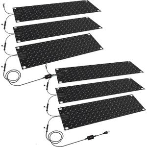 Timgle 6 Pcs Snow Melting Walkway Mat, 10" x 30" Non Slip Rubber Heated Mat with Power Cord, 2 in/h Speed Snow and Ice Heated Pad for Winter Outdoor Stair Step Doorway Walkway Driveway (Black)