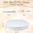 Wenqik White Cake Stand 18 Inch Metal Round Cupcake Dessert Wedding Cake Stand with Cutting & Spatula Cookies Display Holder Fruit Serving Tray for Table Wedding Birthday Anniversary Party