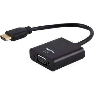 PHILIPS HDMI to VGA Adapter, Male to Female, Compatible for Computer, Desktop, Laptop, PC, Monitor, Projector, HDTV, Chromebook, Roku, VGA Cable Required, Black, SWV9200E/27