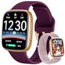 Fitpolo Smart Watch for Women, 1.85" AMOLED Fitness Tracker with Bluetooth Call, Heart Rate/ Sleep/ SPO₂ Monitor, 100+ Sports Modes, 3ATM Waterproof Smartwatch for Android/ iPhone, Includes 2 Bands