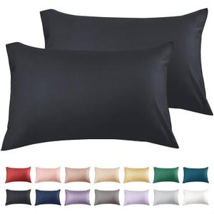 Warmstar Cotton Pillow Cases King Size Set of 2, 600 Thread Count Pillowcases 20x36 Inches, Soft Long Staple Cotton Pillowcases Breathable with Envelope Closure, Black