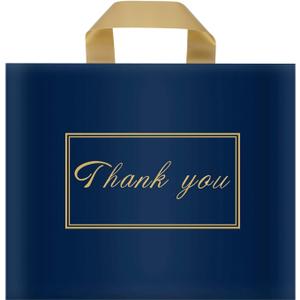 Thank You Plastic Bags for Business Small, 12 x 15 Inch Merchandise Shopping Bags with Handles Extra Thick 2.36 Mil 50 Pack for Stores