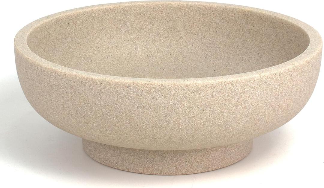 Large Decorative Bowl, Modern Handicraft Resin Bowls for Home Decor, Decorative Fruit Bowl for Kitchen Counter, Stylish Key Bowl for Entry Table, Artificial Stone Resin Beige