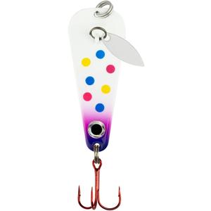 10 x Northland Tackle Ice Fishing Thumper Spoon, Stamped Brass Flutter Spoon Ice Fishing Lure for Walleye, Crappie, & More, 10 Colors, 1/16 Oz, 1/8 Oz, 3/16 Oz,  Oz Lure Sizes (Super-Glo Purple Wonder)