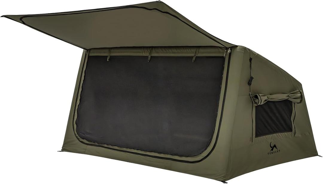 TOMOUNT Inflatable Canvas Tent with Pump,Easy Setup Blow Up Tent for Camping (green)