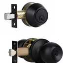 Front Door Lock Set Exterior Door Lock Set with Deadbolt, Single Cylinder Deadbolt Lock and Door Knob Set, Keyed Alike, Matte Black Door Knob and Deadbolt Set (1Pack Set)