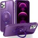 PIXIU Strong Magnetic for iPhone 12 Pro Max case Compatible with Mag-Safe, Built-in Invisible Stand,Military Shockproof Slim Protective Matte Phone Cover for iPhone 12 Pro Max 6.7"-Purple