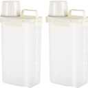 Homaisson 2 PCS Cat Litter Storage Container, 0.8 Gal Clear Plastic Litter Container with Airtight Lid, Transparent Grain Bin with Handle
