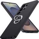 for S25 Ultra Case, Military-Grade Shockproof Cover, with Ring Holder Kickstand Rotatable for Samsung Galaxy S25 Ultra Case, Slim Fit Protective, 6.8”, Black