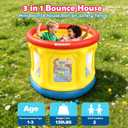 Bounce House,Ball Pit for Toddlers,Inflatable Bouncy House with Pump,Indoor&Outdoor Baby Bouncer Play Yard with Safety Net,30 Pit Ball,Small Bubble Bounce House for 2 Toddlers 1-3, 46x46x36 inches