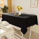 Smiry Rectangle Table Cloth, Waterproof Anti-Scratch Polyester Tablecloth, Decorative Washable Fabric Table Cover for Dining, Buffet, Parties and Outdoor, 60x84, Black