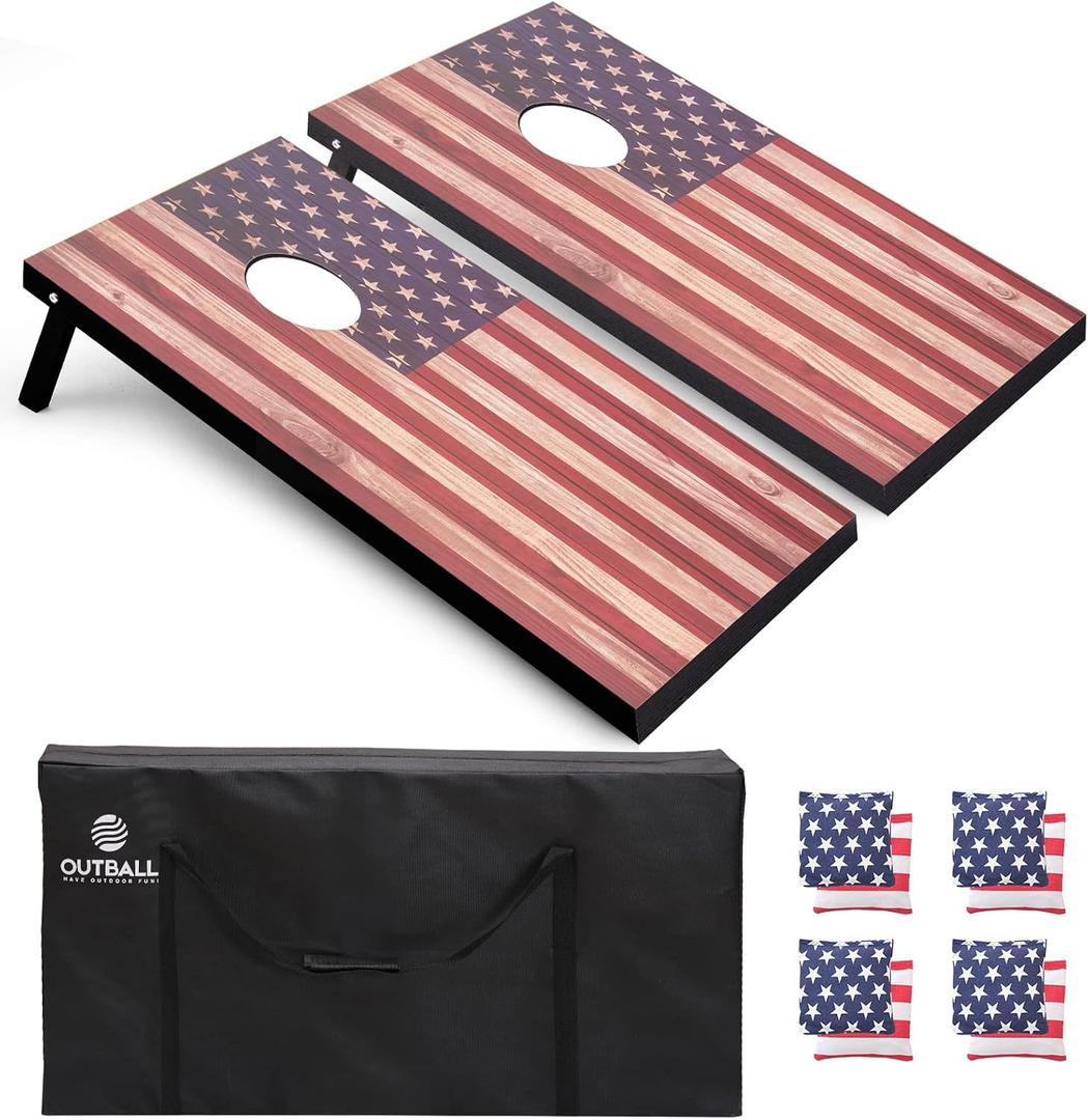 Outball Cornhole Set 4x2 Regulation Size Corn Holes Outdoor Game Cornhole Boards Bean Bag Toss Game Outdoor for Adults Family Lawn Beach Outside Activities with Carrying Bag, 4x2Feet