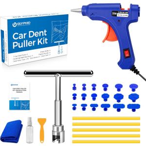 GLYPHID Car Dent Repair Removal Kit Small Paintless Auto Body Puller Remover Tool Tools,28Pcs Dent Pull Kits,Dent Remover Tool for Car Door Dents Hail Damage Refrigerator Dents