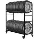 Togarhow Tire Rack, 56 x 44 x 20 Inches Garage Tire Storage and Organization, Rolling Tire Rack 218KG/480LBS Capacity,2 Storage Shelf & 4 Swivel Casters,Black