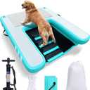 Inflatable Large Dog Water Ramp Float Floating Ramp-Swimming Pets Up to 200 Pounds Large Dogs-Inflatable Stairs for Boats, Docks, with Pump/Rope/Repair Kit - PVC Anti-Slip Fabric