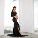 Bhome Maternity Dress for Photoshoot Cut-Out Backless Side Split Maternity Maxi Gown for Photoshoot (XL)