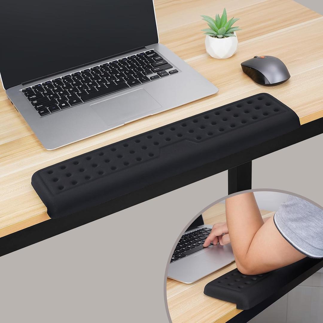 Ergonomic Keyboard Wrist Rest & Desk Edge Cushion,L-Shaped Memory Foam Elbow Pads with Non-Slip Base,Suitable for Extended Work-17 inch