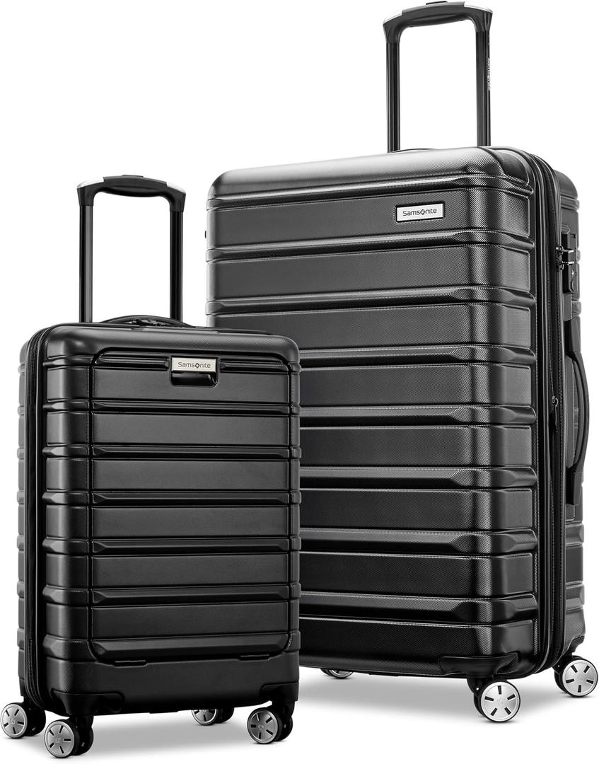 Samsonite Omni 2 Hardside Expandable Luggage with Spinner Wheels, PRO 2PC SET (CO/M), Midnight Black, 2-piece Set