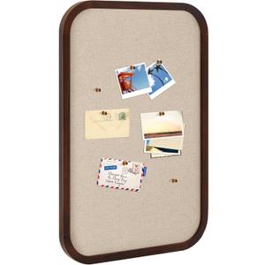 Wonderjune Vintage Framed PinBoard Linen Display Bulletin Board Large Cork Fabric Picture Photo Memo Pinboard Fancy Ornate Decorative Vision Board for Wall(Rectangle,20'' X 30'',Dark Brown), 33.3" x 23.6"