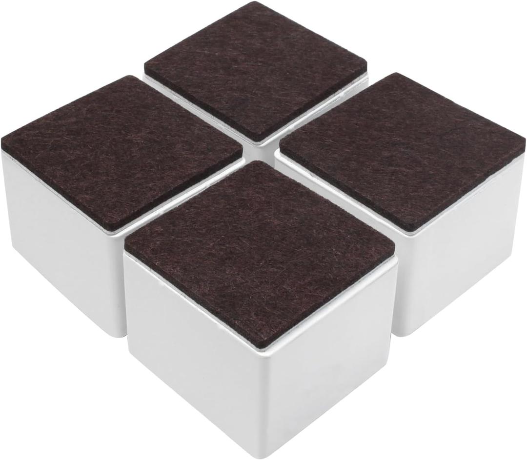 Self-Adhesive Furniture Risers Set of 4, Square Lift Risers Table Sofa Risers with Felt Pad - Adds 2" Height, White