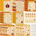 Harloon 172 Pcs Thanksgiving Games Set Thanksgiving Party Games with Pencils for Family Adults Turkey Fall Pumpkin Word Search Scramble Trivia Game Autumn Holiday Activities Party Favors Supplies