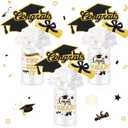 Domensi 3 Sets Graduation Table Centerpiece Decorations White and Gold Class of 2026 Includes 3 Silk Artificial Flower 9 Congrats Grad Sticks Picks Toppers 3 Metal Vases for Home Party Supplies Gifts