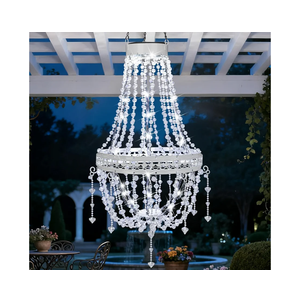 Hanging Solar Lantern Outdoor Chandelier, Waterproof Modern Crystal Acrylic Pendant Light with Cool White LED S Hook Gifts for Women Garden Decor Light for Gazebo, Patio, Yard, Party, Wedding