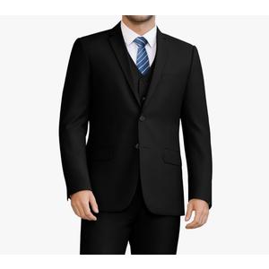 LUPURTY Men's Suits Slim Fit, 3 Piece Suits for Men, 2 Buttons Solid Jacket Vest Pants, Tuxedo Set for Business, Wedding Black Large