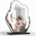 Makeup Mirror with Lights - 17 Cloud Shaped Smart Touch 3-Color Dimmable 360 Rotation Memory Metal Frame Plug-in AC Power Tabletop Vanity Mirror Gift for Women Teen Girls Black