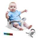 Baby Bath seat for Babies 6 Months & up, 360 Stable Toddler Bath Chair with one-Touch Button, Back Hollow Design, Water Temperature Card & 4 Suction Cups for Safety (Dark Gray)