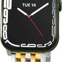 Seven-link Watch Band for Apple Watch Series 11, 10, 9, 8, 7, 6, 5, 4, 3, 2, 1 and SE 3/2/1 for Women, Dressy Stainless Steel Metal Band for Apple Watch 40mm 41mm 42mm 38mm 44mm 45mm 46mm for iWatch (Silver Gold Clar)