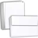 Hamilco White Linen Cards and Envelopes - Flat 5" x 7" Cardstock Paper 80lb Cover 100 Pack